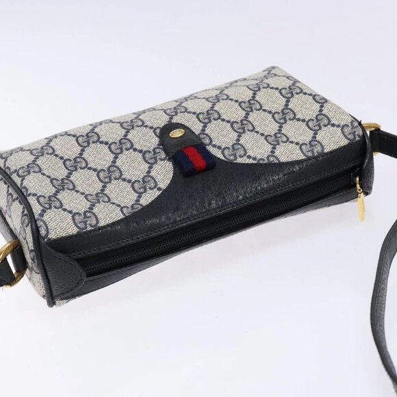 GUCCI GG Supreme Sherry Line Shoulder Bag PVC Navy Gold 89 02 018 Auth BA4022 - Picture 7 of 15